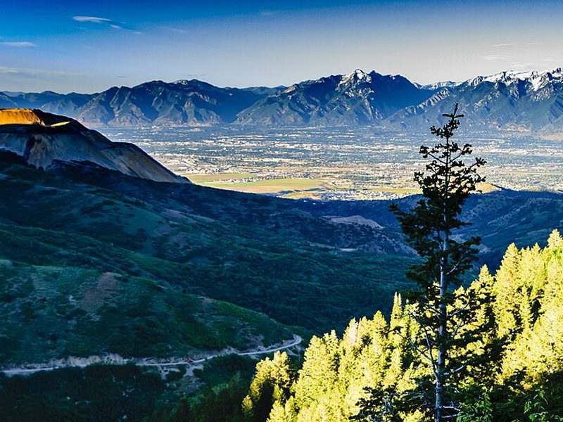 Butterfield Canyon overlooking the Salt Lake Valley toward the Wasatch Mountains near Herriman, Utah