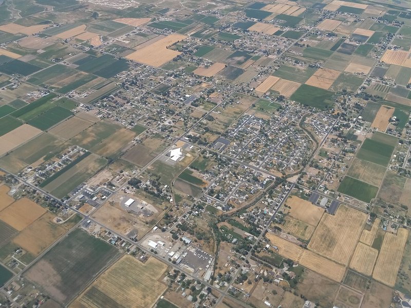 Aerial view of downtown Hooper, Utah