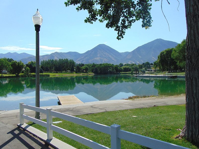 Salem Lake with mountains beyond, Salem, Utah