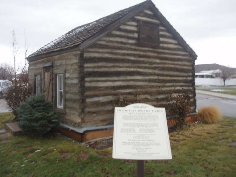 Historic log cabin at the Syracuse DUP museum, Syracuse, Utah