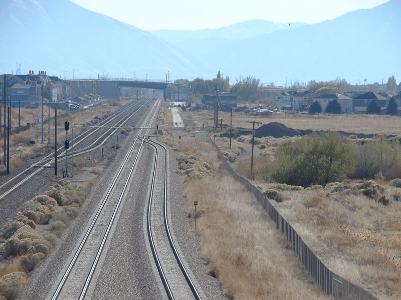 Looking south over Vineyard, Utah from the FrontRunner station area